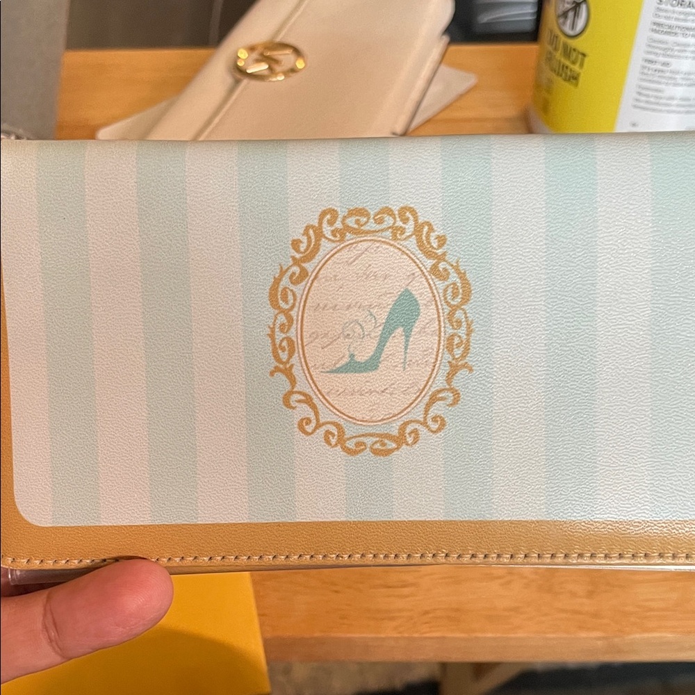 Chic Striped Wallet with Gold Trim